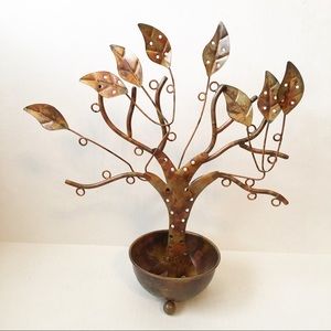 Copper Metal Earring Tree Jewelry Holder Rings